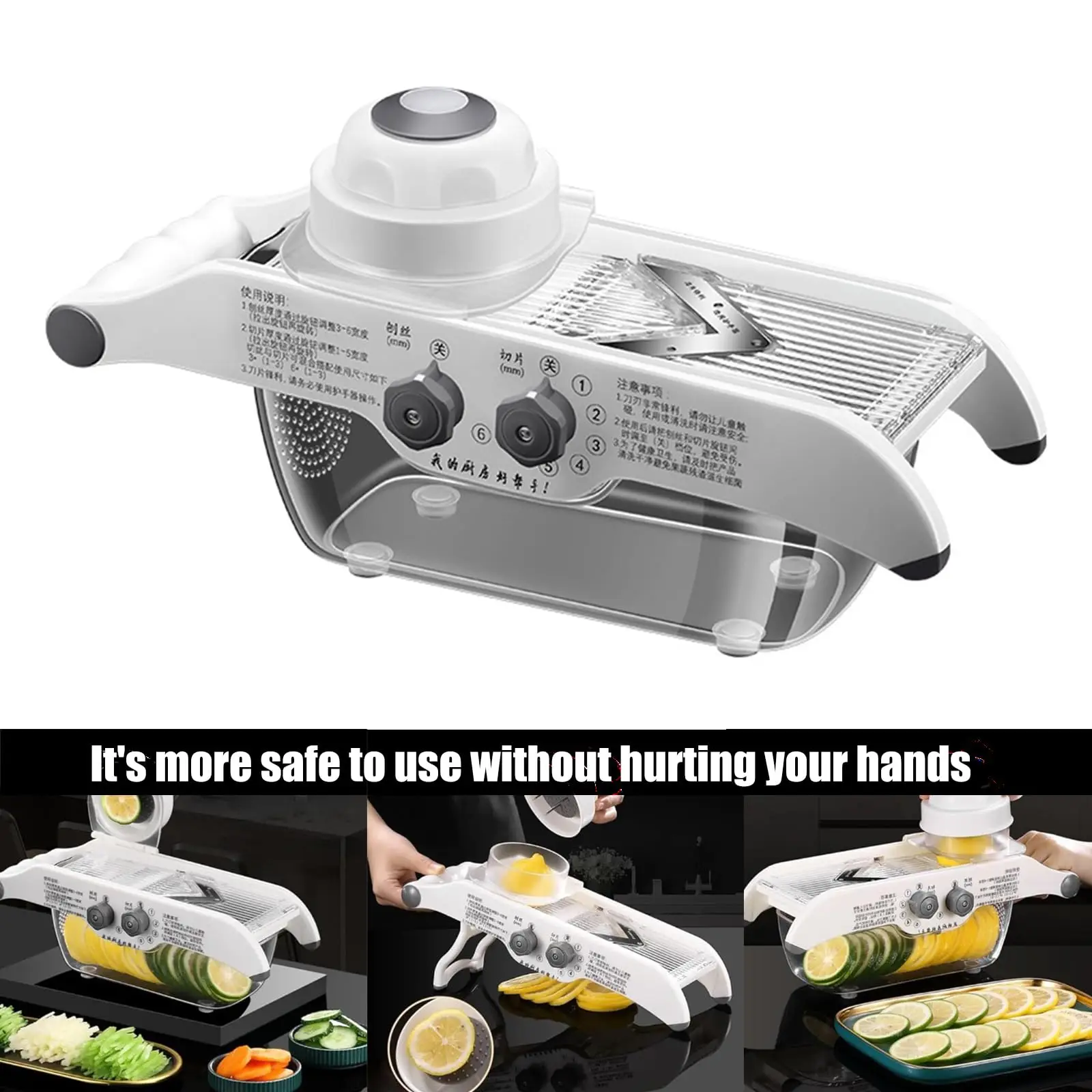 Food Slicer Machine Stainless - 레몬 슬라이서, 조절 가능한 채소 및